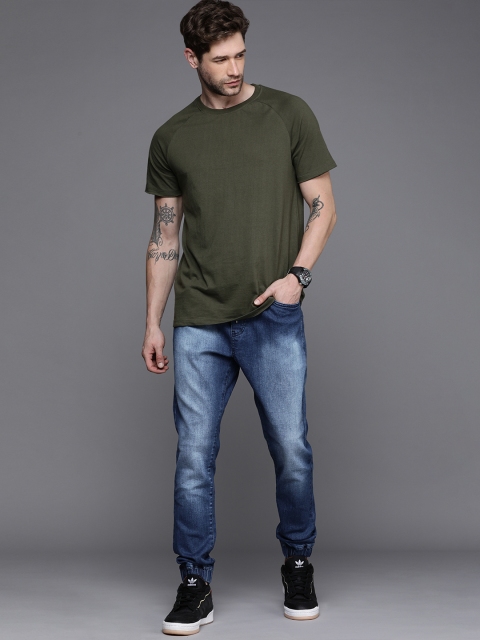 

WROGN Men Navy Blue Jogger Light Fade Stretchable Jeans