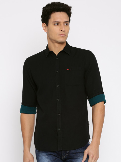 

Jack & Jones Men Black Slim Fit Solid Casual Shirt