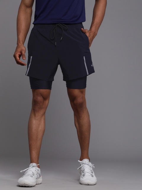 

WROGN ACTIVE Men Navy Blue Layered Sports Shorts
