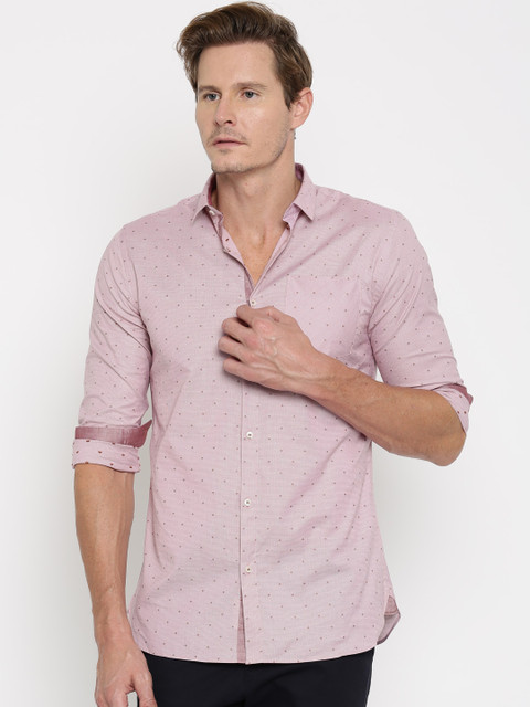 

Jack & Jones Men Pink Slim Fit Printed Casual Shirt