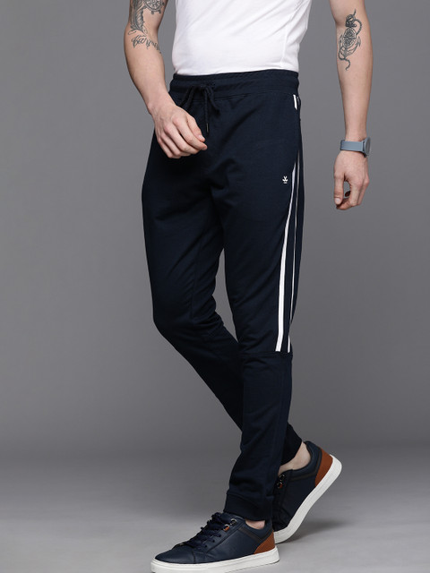 

WROGN Men Navy Blue Side Striped Joggers