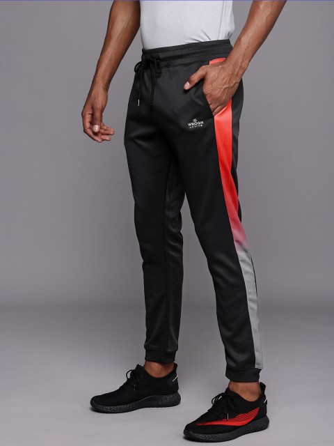 

WROGN ACTIVE Men Black & Grey Colourblocked Slim Fit Track Pants