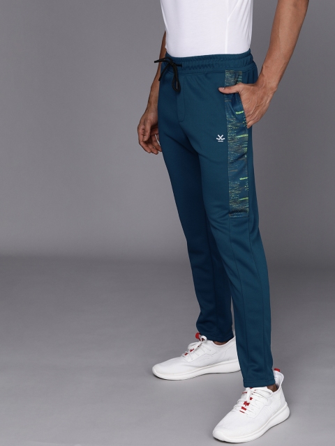 

WROGN ACTIVE Men Teal Blue Printed Slim Fit Track Pants