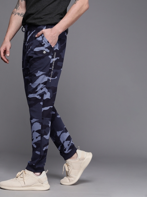 

WROGN Men Navy Blue & Blue Slim Fit Camouflage Printed Joggers