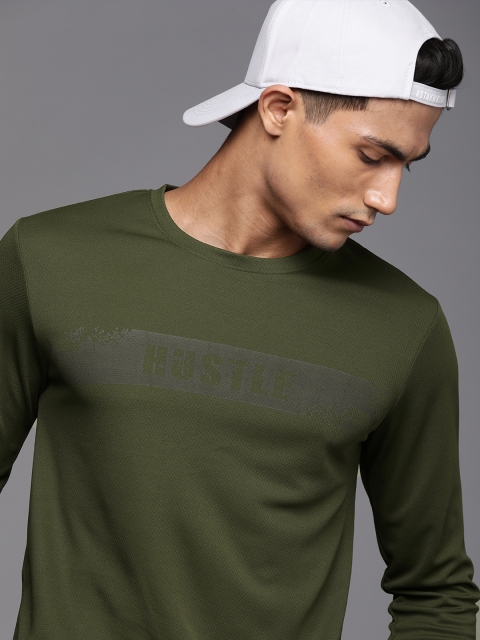

WROGN ACTIVE Men Olive Green Typography Printed Slim Fit T-shirt