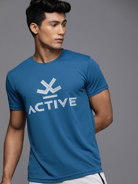 

WROGN ACTIVE Men Blue & White Printed Slim Fit T-shirt