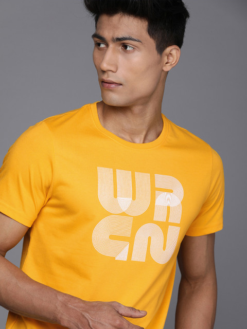 

WROGN Men Mustard Yellow Typography Printed Slim Fit T-shirt