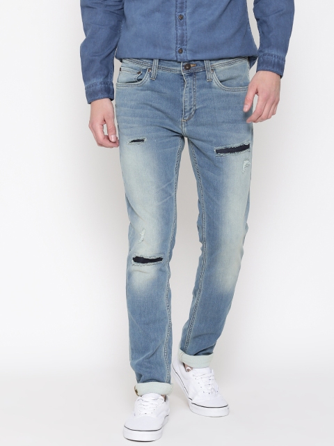 

Jack & Jones Men Blue Skinny Fit Low-Rise Mildly Distressed Stretchable Jeans