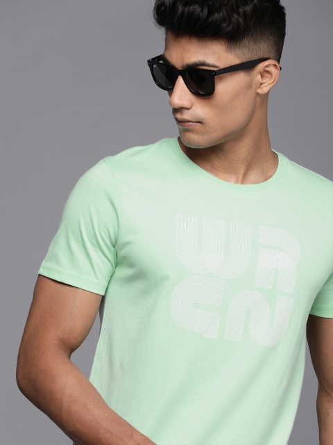 

WROGN Men Mint Green Typography Printed Slim Fit Casual T-shirt