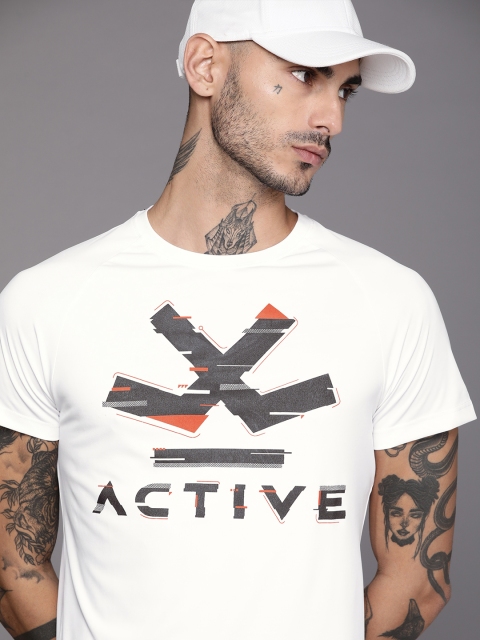 

WROGN ACTIVE Men White Brand Logo Printed Slim Fit T-shirt