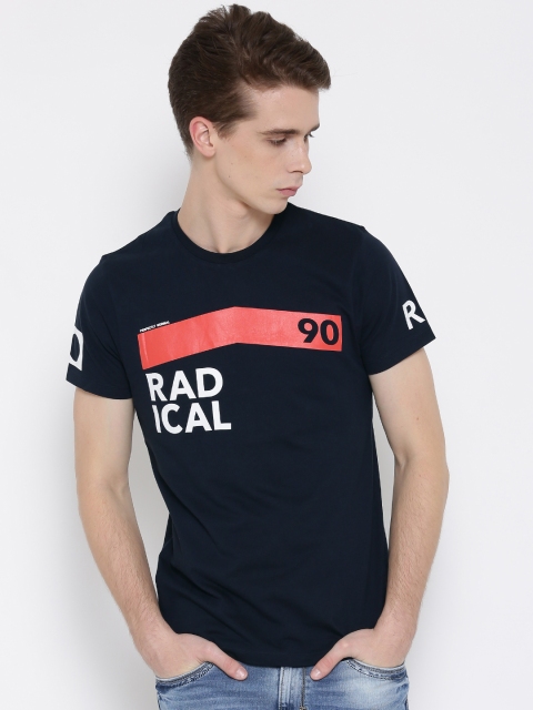 

Jack & Jones Men Navy Blue Printed Round Neck T-shirt