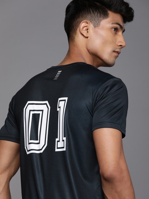 

WROGN ACTIVE Men Navy Blue & White Printed Slim Fit T-shirt