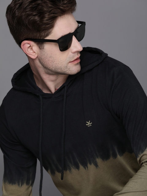

WROGN Men Black Brown Dyed Slim Fit Pure Cotton T-shirt