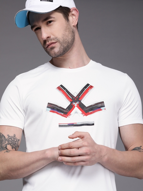

WROGN ACTIVE Men White Brand Logo Printed Slim Fit Casual T-shirt
