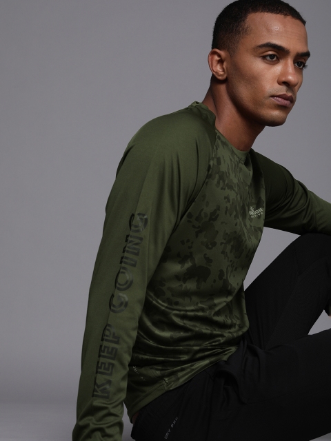 

WROGN ACTIVE Men Olive Green Camouflage Printed T-shirt