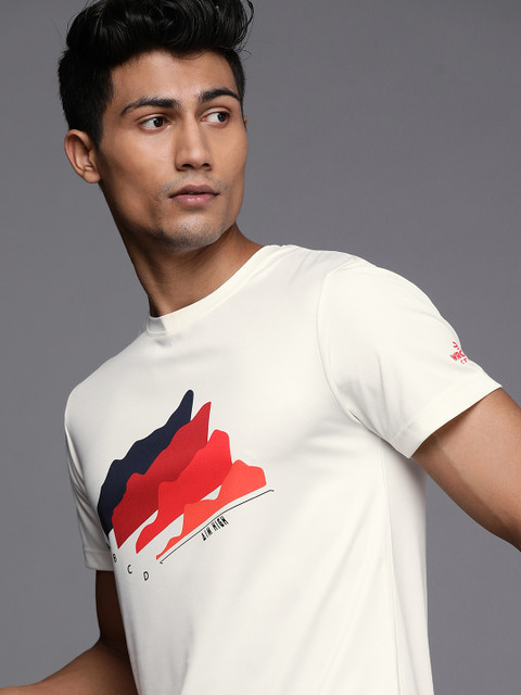 

WROGN ACTIVE Men White & Red Printed Slim Fit T-shirt