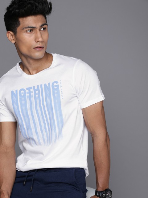 

WROGN Men White Typography Printed Slim Fit T-shirt