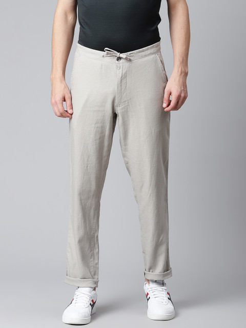 

Marks & Spencer Men Grey Solid Regular Trousers