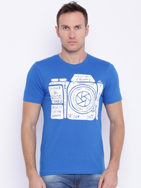 

Slub Men Blue Printed Round Neck T-shirt