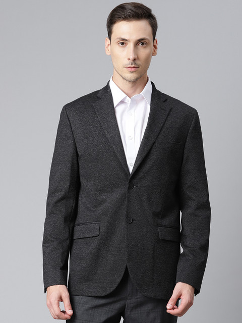 

Marks & Spencer Men Black Slim Fit Self-Design Formal Blazer