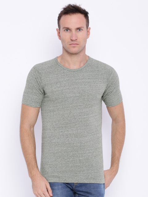 

Slub Men Green Melange Round Neck T-shirt