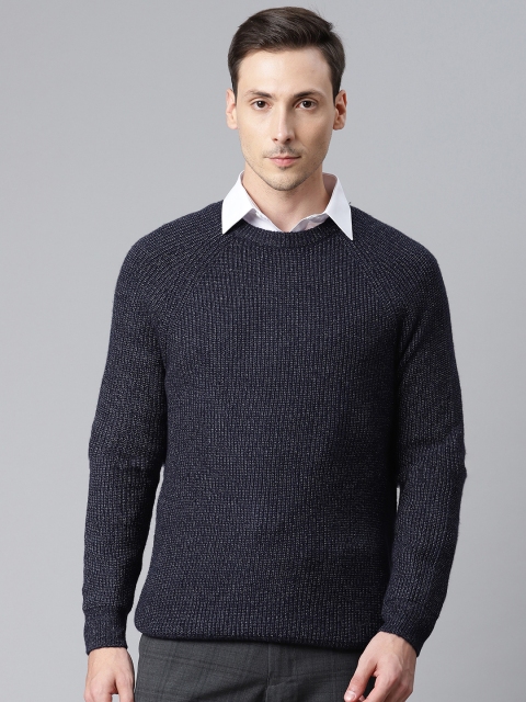 

Marks & Spencer Men Navy Blue Ribbed Pullover