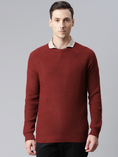 

Marks & Spencer Men Maroon Ribbed Pullover