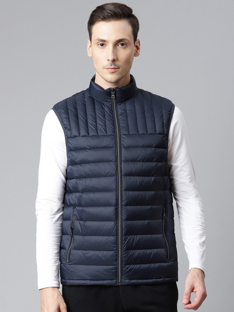 

Marks & Spencer Men Sustainable Navy Blue Solid Padded Jacket