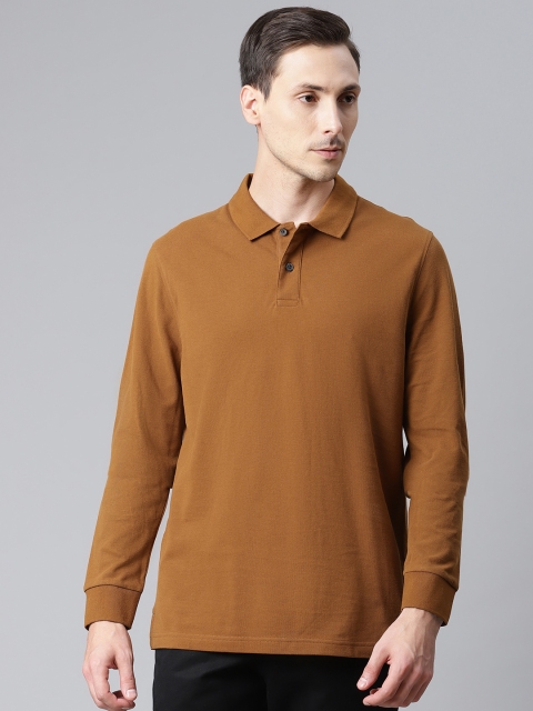 

Marks & Spencer Men Rust Orange Polo Collar Pure Cotton T-shirt