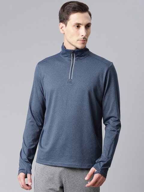 

Marks & Spencer Men Navy Blue Solid Mock Neck T-shirt