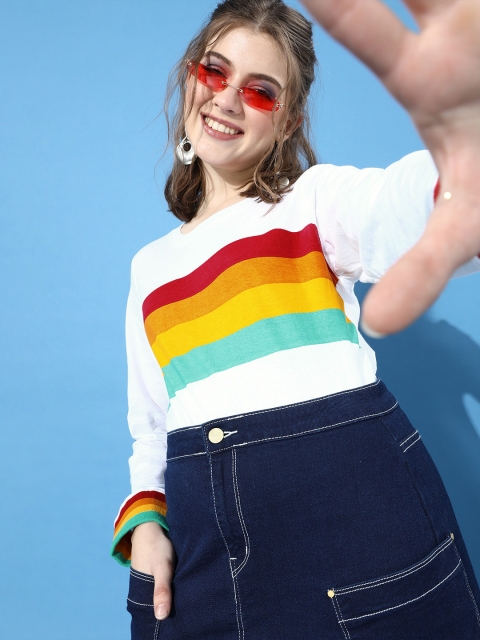 

Moda Rapido Women Classic White Striped Tshirt