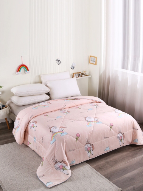 

URBAN DREAM Pink & White Cartoon Characters AC Room 120 GSM Double Bed Comforter