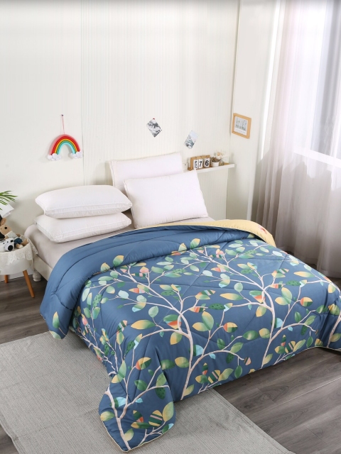 

URBAN DREAM Blue & Green Floral AC Room 120 GSM Double Bed Comforter