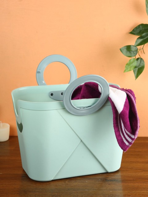 

House Of Accessories Sea Green Solid Laundry Basket