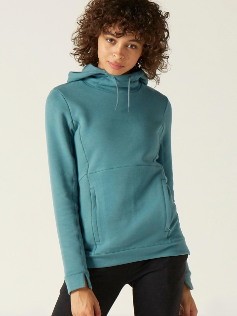 

Domyos By Decathlon Women Green Hooded Pure Cotton Sweatshirt