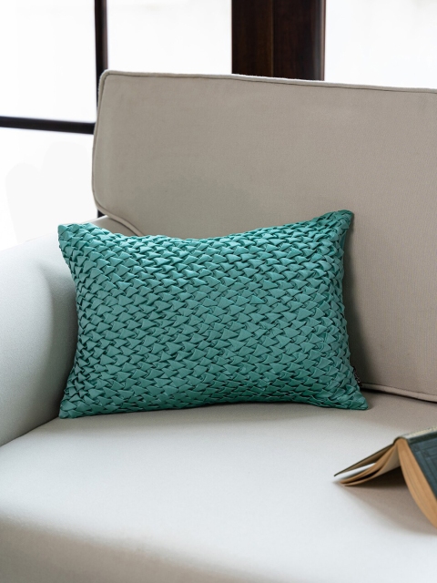 

Pure Home and Living Teal Green Classic Smocked Velvet Rectangle Cushion Covers