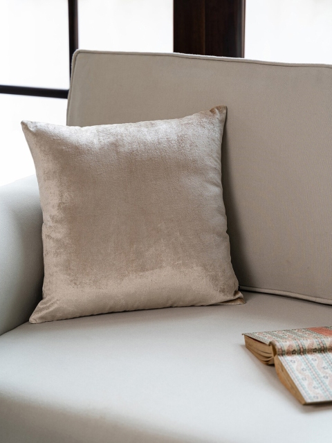 

Pure Home and Living Beige Velvet Square Cushion Covers