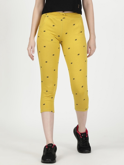 

V2 Value & Variety Women Mustard & Black Printed Cotton Capris