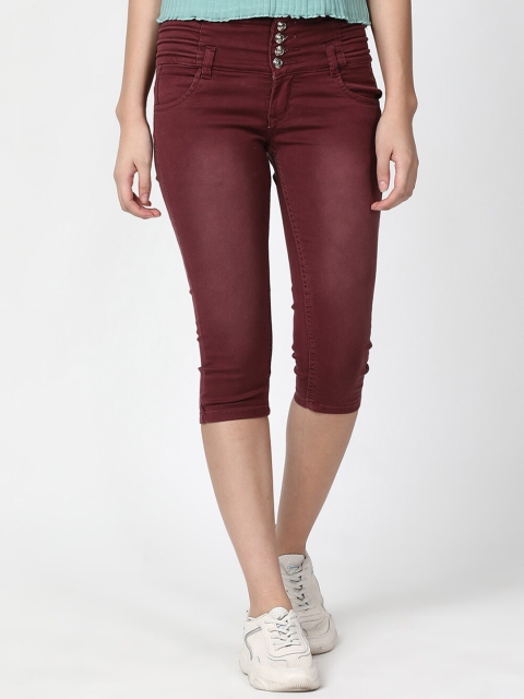 

V2 Value & Variety Women Maroon Solid Regular Fit Capris