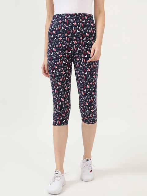 

V2 Value & Variety Women Navy Blue Printed Regular-Fit Capris