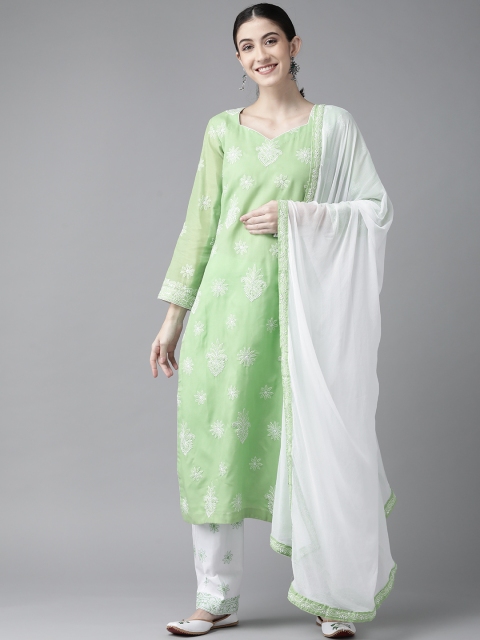 

ADA Green & White Embroidered Unstitched Dress Material