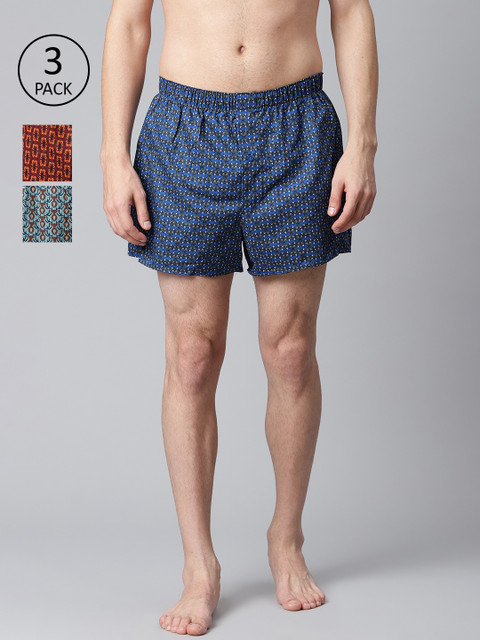 

Marks & Spencer Men Pack of 3 Pure Cotton Printed Boxers T143820MULTI, Green