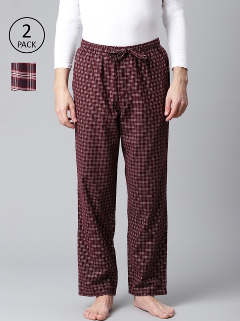 

Marks & Spencer Men Pack of 2 Checked Cotton Lounge Pants, Burgundy