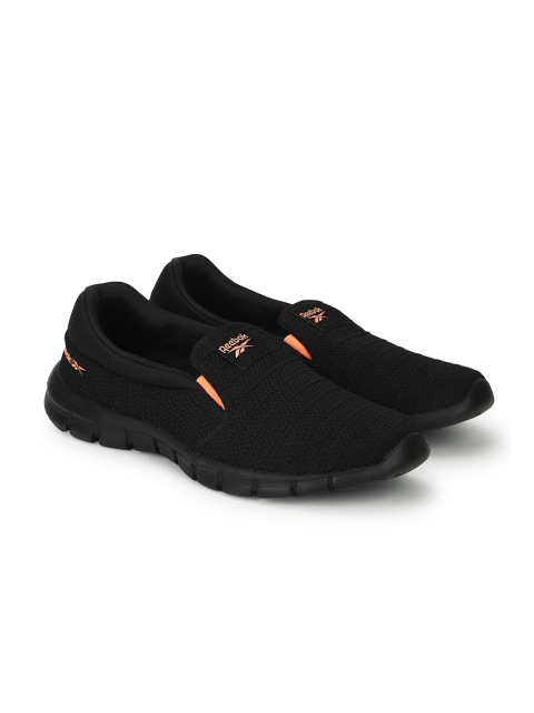 

Reebok Women Black & Orange LEAP SLIP ON Mesh Textile Regular Training or Gym Shoes