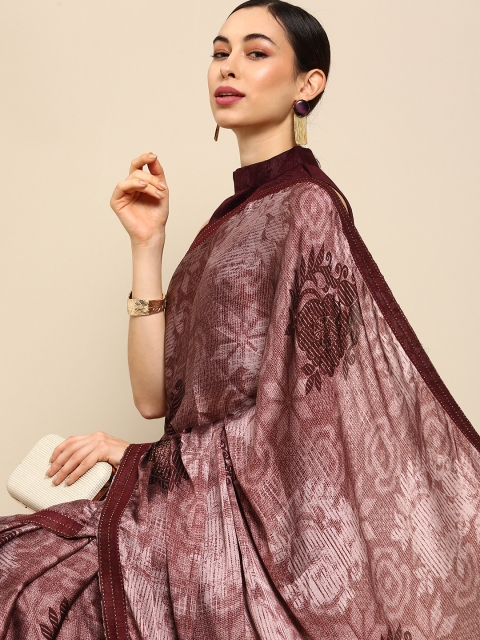 

all about you Burgundy Floral Sequinned Saree