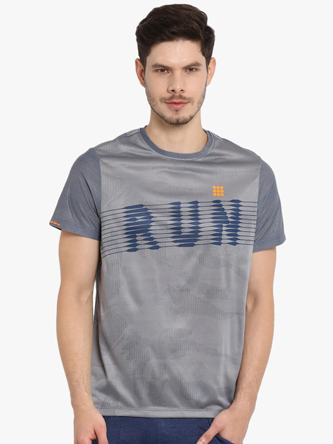 

rock it Men Grey Typography Printed Slim Fit T-shirt