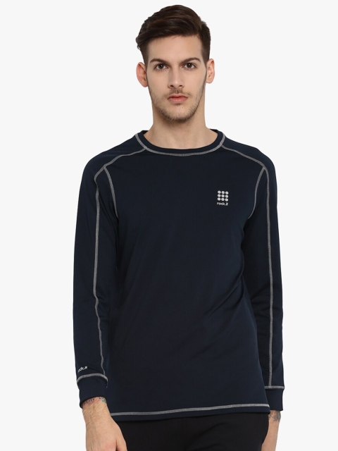 

rock it Men Navy Blue Drop-Shoulder Sleeves Slim Fit T-shirt