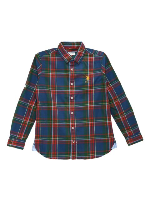 

U.S. Polo Assn. Kids Boys Navy Blue Checked Casual Shirt