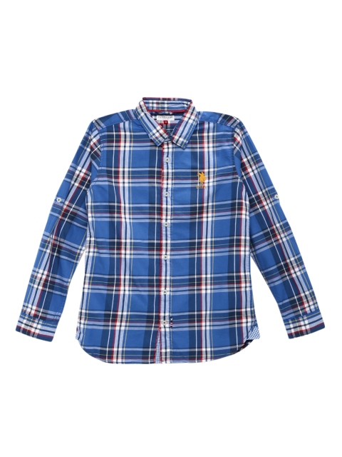 

U.S. Polo Assn. Kids Boys Blue Checked Casual Shirt