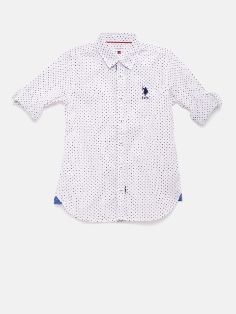 

U.S. Polo Assn. Kids Boys White Printed Casual Shirt
